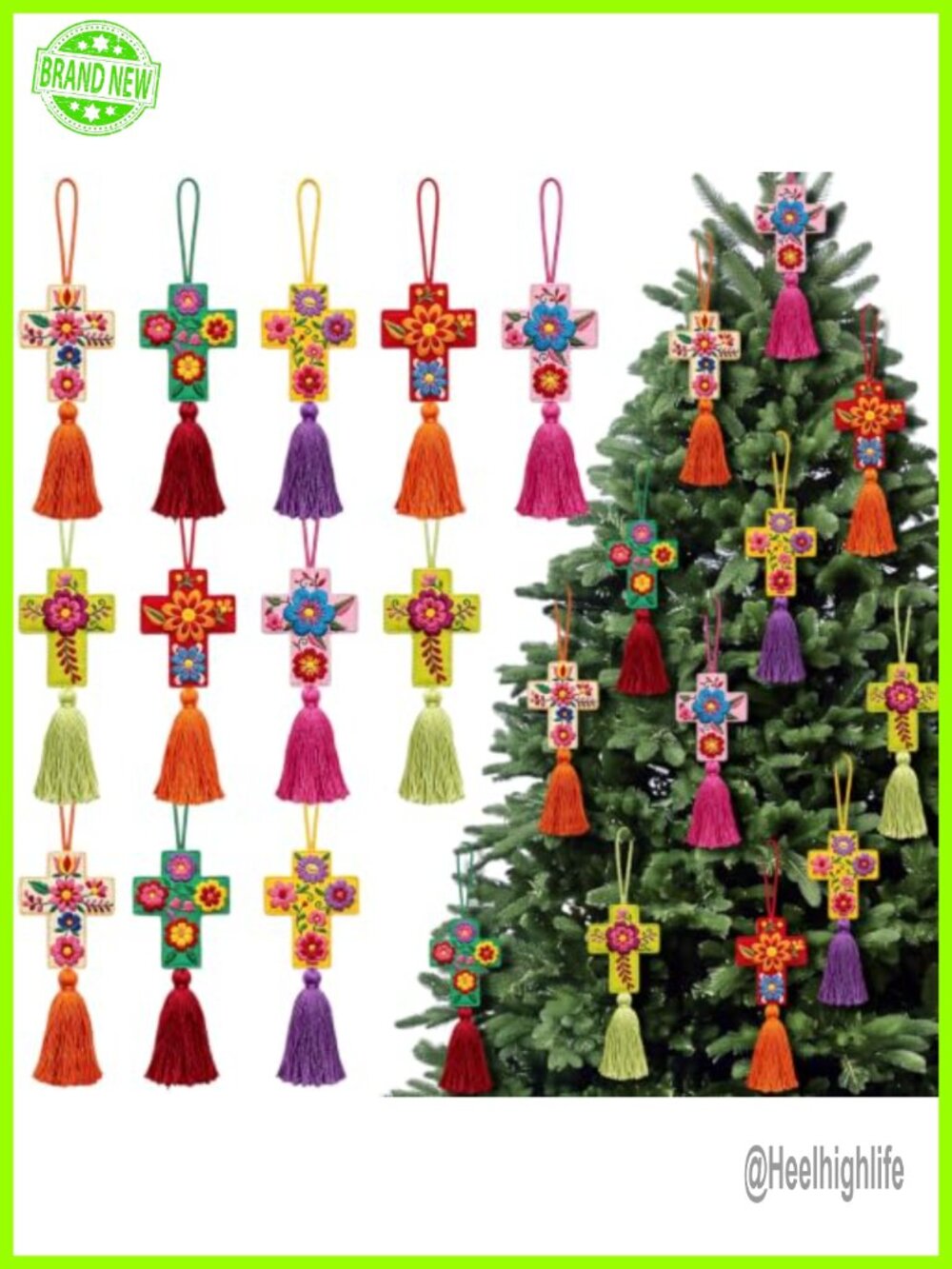 Mexican Fiesta Pom Bag Charm Tassel Keychain 12 Pack Embroidery Artisan